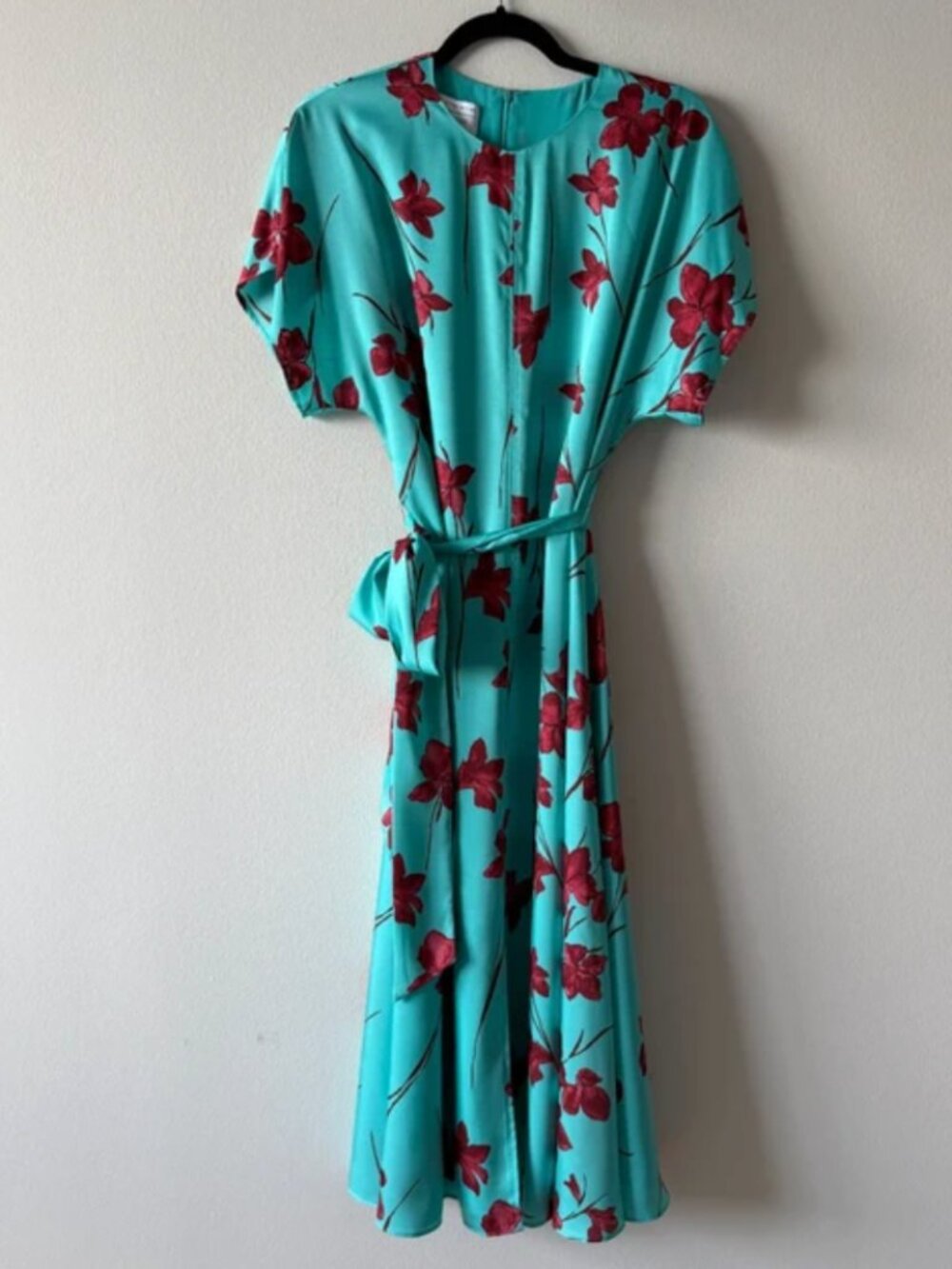 Hobbs teal and red floral dress, size US8 /UK12